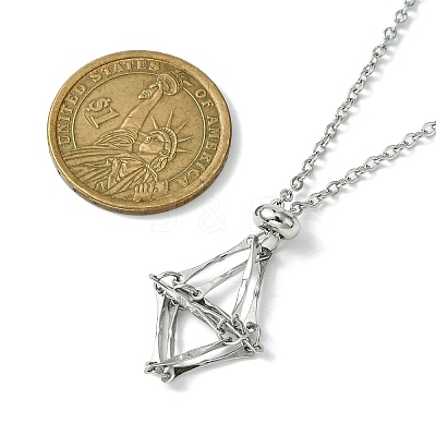Crystal Cage Holder Necklace NJEW-JN04602-01-1