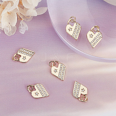 6Pcs Brass Micro Pave Cubic Zirconia Pendants KK-BBC0003-19-1