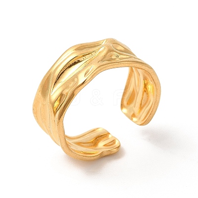Ion Plating(IP) 304 Stainless Steel Twist Open Cuff Ring for Women X-RJEW-E063-24G-1