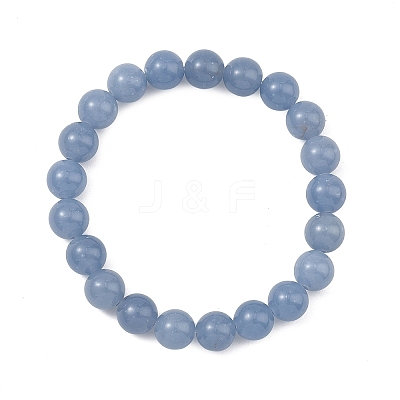 Natural Peru Angelite Round Beads Stretch Bracelets for Women Men BJEW-JB13863-1