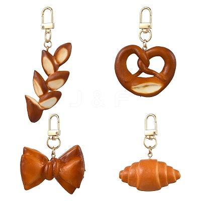 1 Set 4Pcs 4 Styles Simulated Alkaline Water Bread Keychains ST-CJ0028-10-1