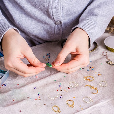 40Pcs 2 Color 2-hole Rack Plating Eco-friendly Brass Huggie Hoop Earring Findings KK-FH0006-63-1