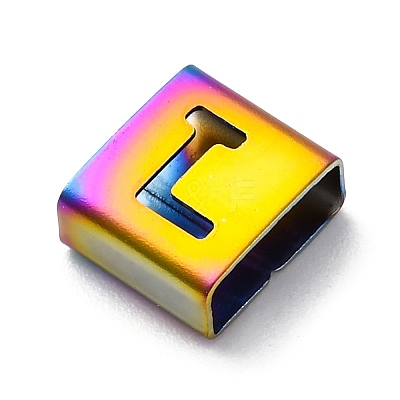 Ion Plating(IP) 304 Stainless Steel Square Slide Charms STAS-L132-23L-M-1