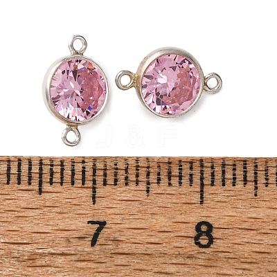 925 Streling Silver Pave Cubic Zirconia Birthstone Connector Charms STER-NH0001-80P-13-1