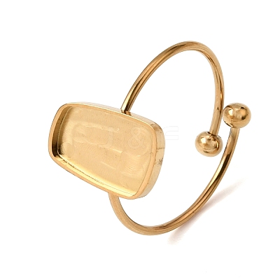 Trapezoid 304 Stainless Steel Open Cuff Bangle Makings with Bezel Tray SA-CBABF3F-02G-05-1