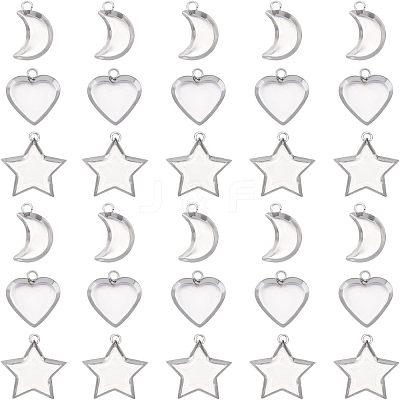 120Pcs 3 Styles 304 Stainless Steel Pendant Cabochon Settings STAS-UN0020-85P-1