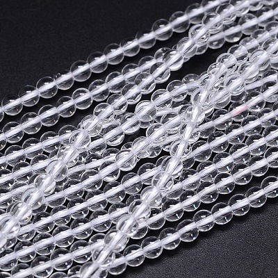 Round Natural Grade AA Quartz Crystal Beads Strands G-H1648-6mm-01N-AA-1