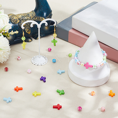 800Pcs 4 Styles Cross Theme Acrylic Beads MACR-PA0001-45D-1