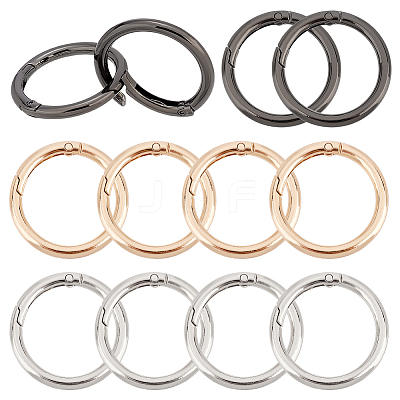 12Pcs 3 Colors Alloy Spring Gate Rings AJEW-PH0018-12-1