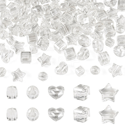 100Pcs 5 Styles Transparent Acrylic Beads TACR-TA0001-92-1