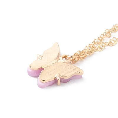 Plastic Butterfly Peandant Necklace NJEW-WH0020-14G-B-1