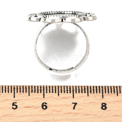 Vintage Adjustable Iron Finger Ring Components Alloy Flower Cabochon Bezel Settings X-PALLOY-O039-25AS-1