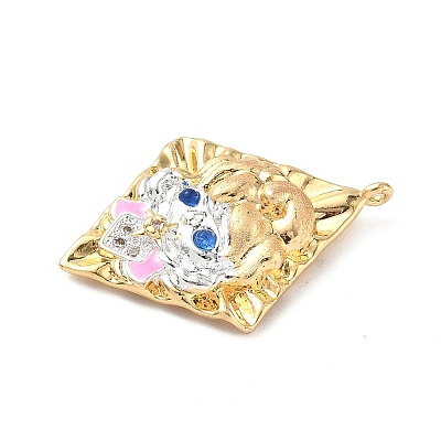 Brass Micro Pave Cubic Zirconia Enamel Pendants KK-L250-08G-07-1