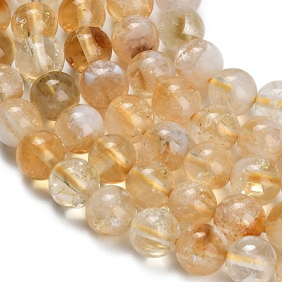 Heated Natural Citrine Beads Strands G-C293-A03-8mm-1