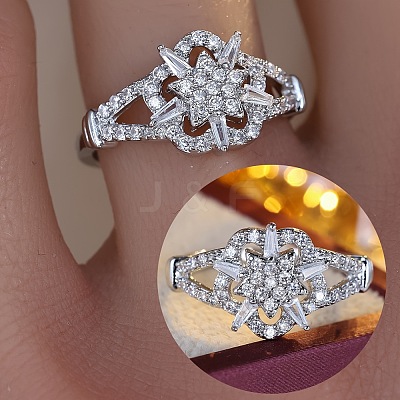 Brass Micro Pave Clear Cubic Zirconia Finger Rings WG33AB7-02-1