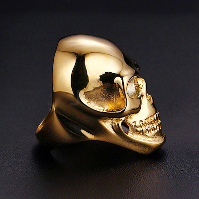 304 Stainless Steel Skull Finger Ring SKUL-PW0002-036D-G-1