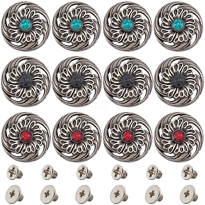 12 Sets 3 Colors Alloy Decorative Rivets FIND-GF0006-34-1