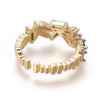 Cubic Zirconia Cuff Rings RJEW-P074-13G-1