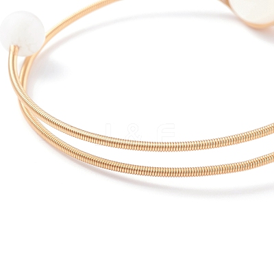 Natural Selenite Round Beaded Bangle BJEW-JB07816-05-1
