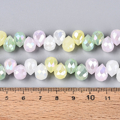 Electroplate Imitation Jade Glass Beads Strands EGLA-N025-01B-B01-1