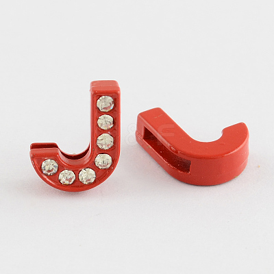 Mixed Color Zinc Alloy Grade A Rhinestone Letter Slide Charms ALRI-S130-J-1