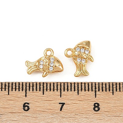 Ocean Theme Brass Micro Pave Cubic Zirconia Charms KK-F902-08N-G-1