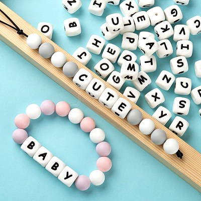 52Pcs 26 Style Food Grade Eco-Friendly Silicone Beads SIL-LS0001-03-1