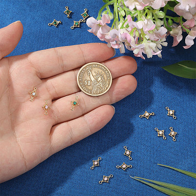 15Pcs 3 Colors Brass Pave Cubic Zirconia Connector Charms KK-CA0003-86-1