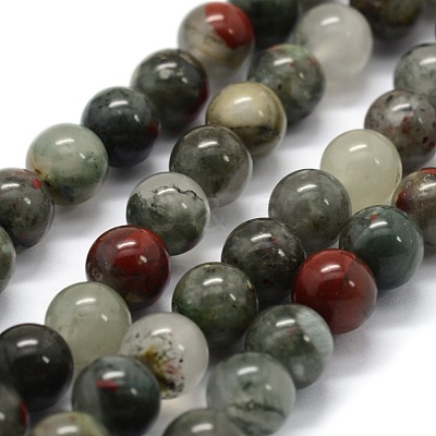 Natural African Bloodstone Beads Strands X-G-G763-08-10mm-1