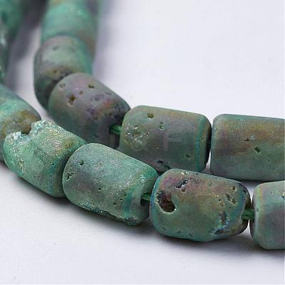 Electroplated Natural Druzy Geode Agate Bead Strands G-P251-C03-1