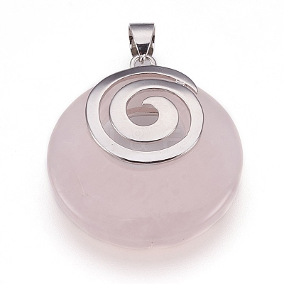 Natural Rose Quartz Pendants KK-F751-D19-1