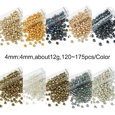120G 12 Styles Glass Seed Beads SEED-YW0002-86-1