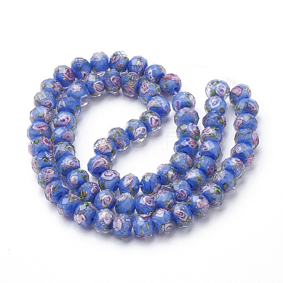 Handmade Gold Sand Lampwork Beads Strands LAMP-R141-8mm-05-1