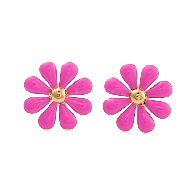 304 Stainless Steel Enamel Stud Earrings EJEW-S226-03G-01-1