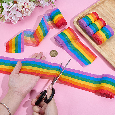 Rainbow Crepe Paper Streamers for Graduation Baby Shower Gender Reveal Birthday Party Decor LS-DIY-WH0622-448-1