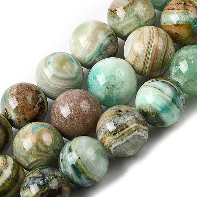 Natural Green Line Jasper  Beads Strands G-L639-A01-12mm-1