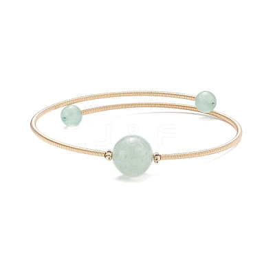 Natural Green Aventurine Round Beaded Bangle BJEW-JB07840-02-1