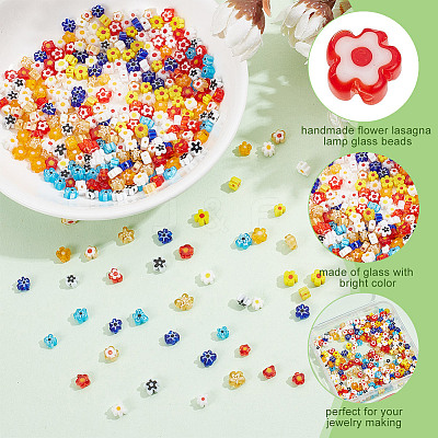 360Pcs 12 Colors Handmade Millefiori Glass Beads LAMP-GO0001-12-1