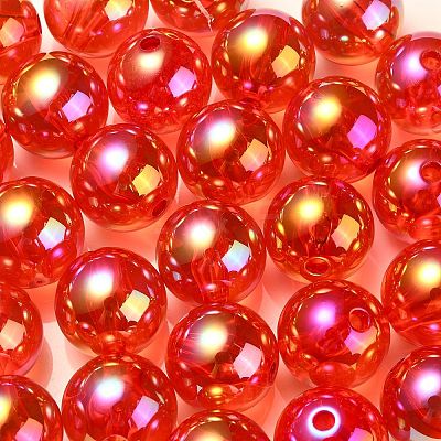 UV Plating Transparent Rainbow Iridescent Acrylic Beads TACR-D010-07F-1