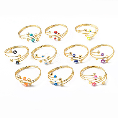 Brass Cuff Bangles BJEW-A134-01G-M-1
