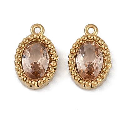 Ion Plating(IP) 304 Stainless Steel Micro Pave Cubic Zirconia Charms STAS-K256-19G-02-1