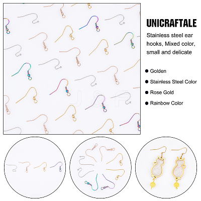 120Pcs 4 Styles 304 Stainless Steel Earring Hooks STAS-UN0034-15-1