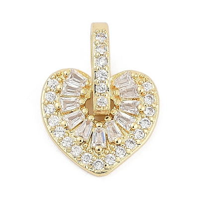 Brass Micro Pave Clear Cubic Zirconia Pendants KK-G522-53G-01-1