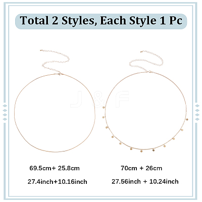 2Pcs Iron Waist Body Chain AJEW-WH20019-21G-1