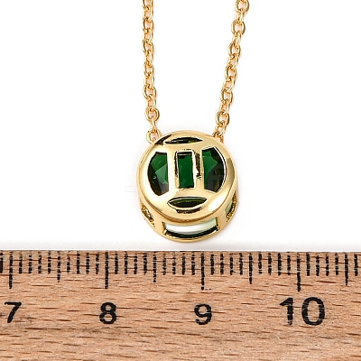 Brass Pave Cubic Zirconia Birth Stone Constellation Pendant Cable Chain Necklaces NJEW-D334-01G-11-1