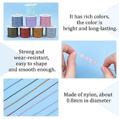8 Roll 8 Colors Nylon Braided Cord OCOR-PH0001-95-1