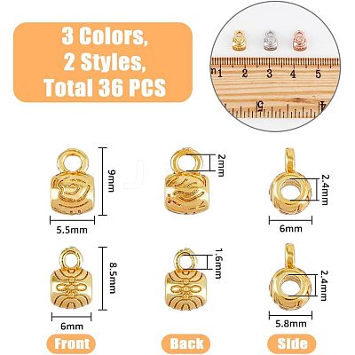 36Pcs 6 Style Rack Plating Brass Tube Bails KK-FH0004-75-1