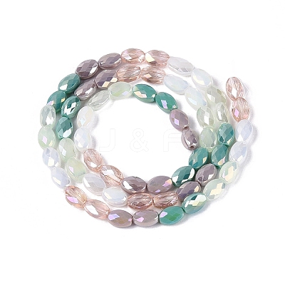 Electroplate Imitation Jade & Opaque & Transparent Glass Beads Strands EGLA-Q135-4x6MM-01D-1