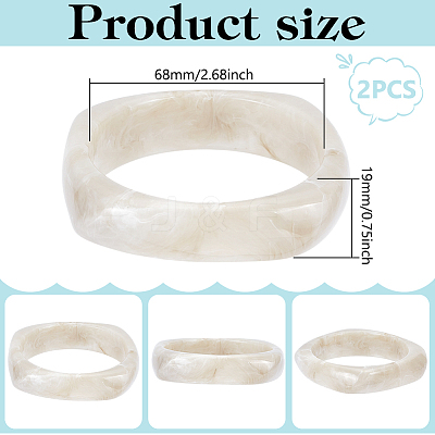 2Pcs Imitation Marble Acrylic Bangle for Women BJEW-UN0001-69B-1