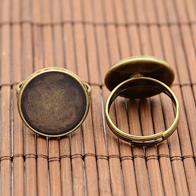 Vintage Brass Ring Components and Clear Glass Cabochons DIY-X0199-AB-NF-1